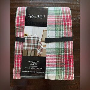 New, Oblong Lauren Ralph Lauren Holiday Plaid Tablecloth🎄